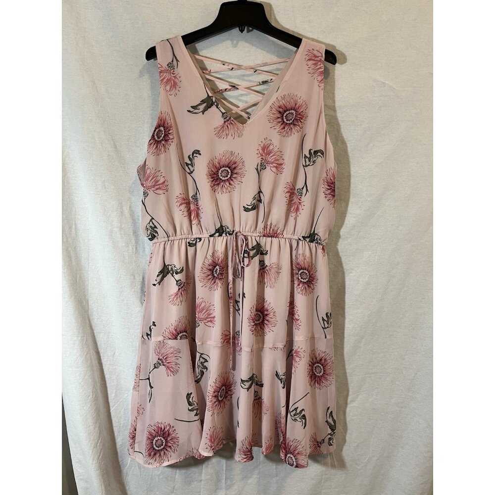 Maurices Women's Floral XXL Pink Sleeveless Dress